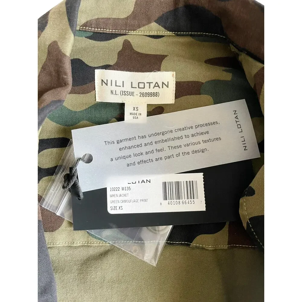 Nili Lotan Wren Jacket XS Green Camo Military Utility Cargo Cotton - Picture 7 of 9